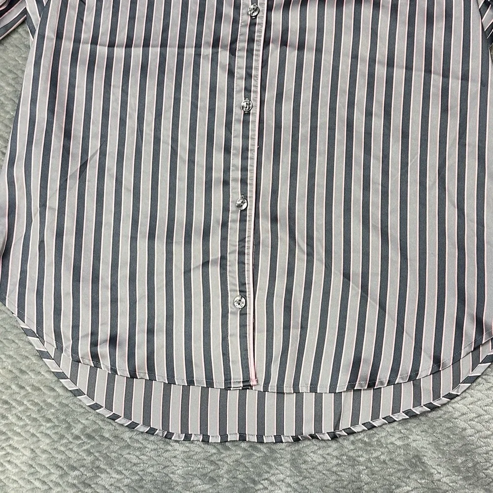 Victoria's‎ Secret Pajama Top Large Pink Satin Long Sleeve Button Up Pinstripe - Picture 7 of 10